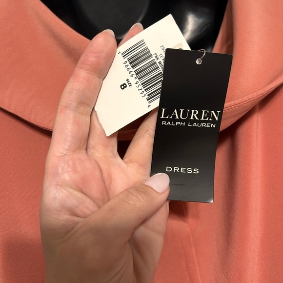 NWT Lauren Ralph Lauren salmon evening gown with wrap detailing size 8 - Picture 13 of 13